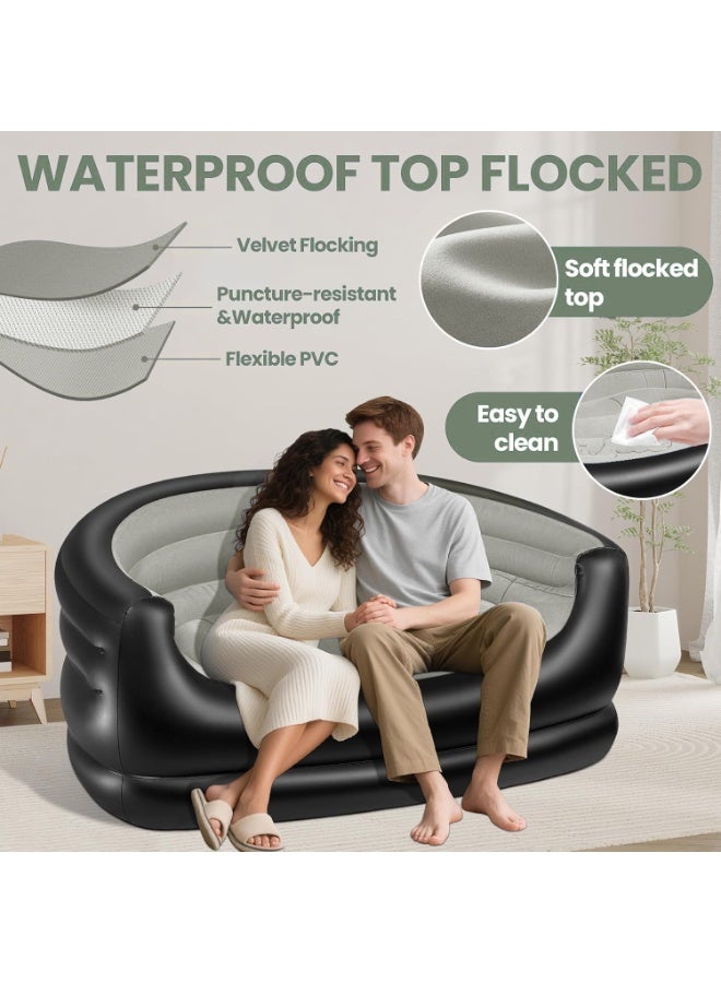WALALLA Twin Size Inflatable Couch, Blow up couch, Flocked Surface Inflatable Chair for Adults, Portable Air Sofa Inflatable Couch, Waterproof Air Couch, Comfortable Blow up Couch for Camping - Image 5
